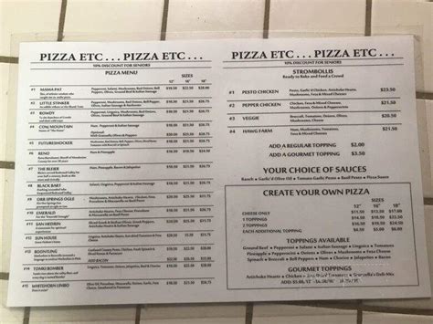 Pizza etc redwood valley menu  Business Info